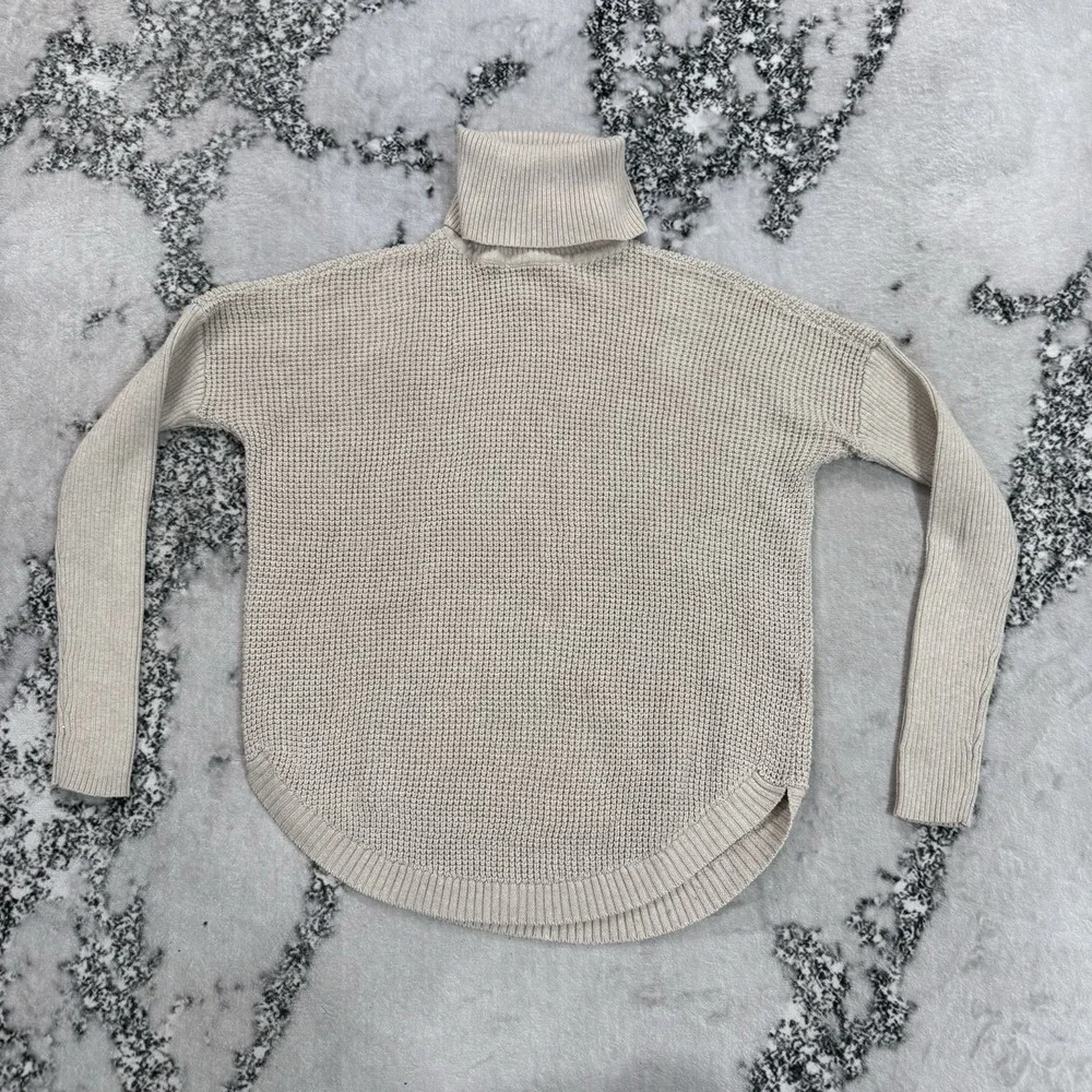 Michael Kors Sweater Womens Size S Cream Textured Knit Turtleneck Pullover Cozy